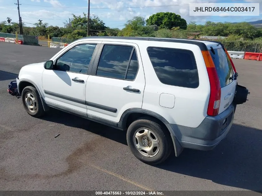 2004 Honda Cr-V Lx VIN: JHLRD68464C003417 Lot: 40475563