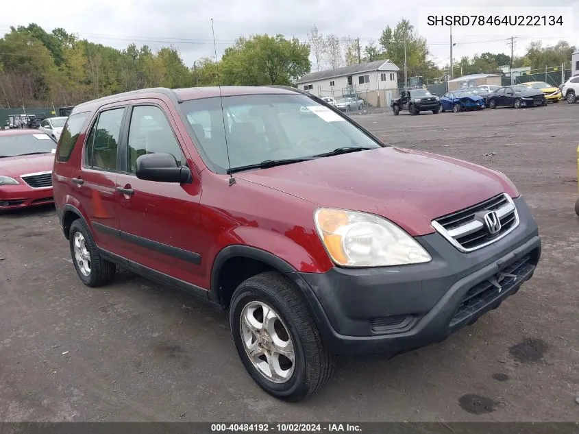 2004 Honda Cr-V Lx VIN: SHSRD78464U222134 Lot: 40484192