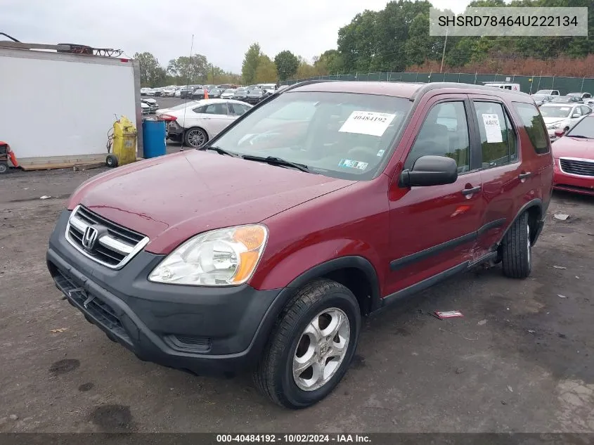 2004 Honda Cr-V Lx VIN: SHSRD78464U222134 Lot: 40484192