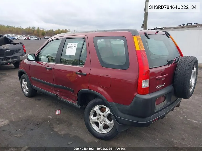 2004 Honda Cr-V Lx VIN: SHSRD78464U222134 Lot: 40484192