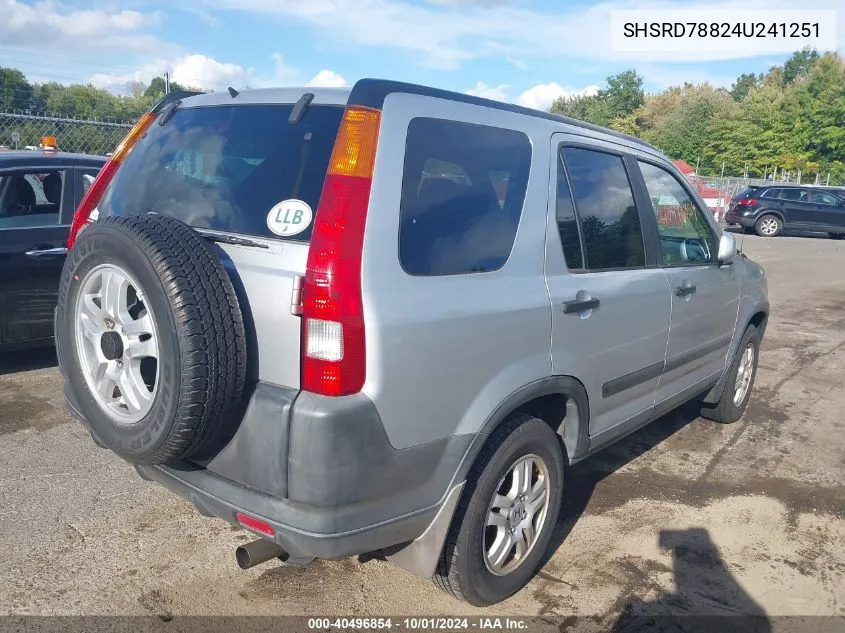 2004 Honda Cr-V Ex VIN: SHSRD78824U241251 Lot: 40496854