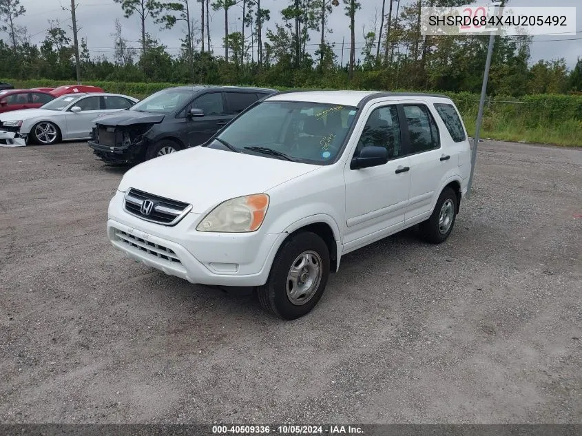 2004 Honda Cr-V Lx VIN: SHSRD684X4U205492 Lot: 40509336