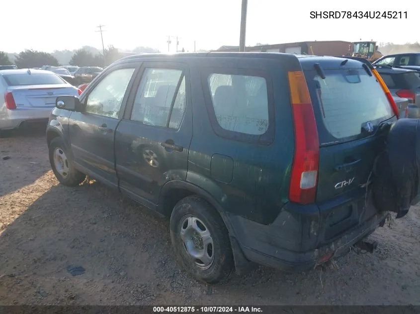 2004 Honda Cr-V Lx VIN: SHSRD78434U245211 Lot: 40512875