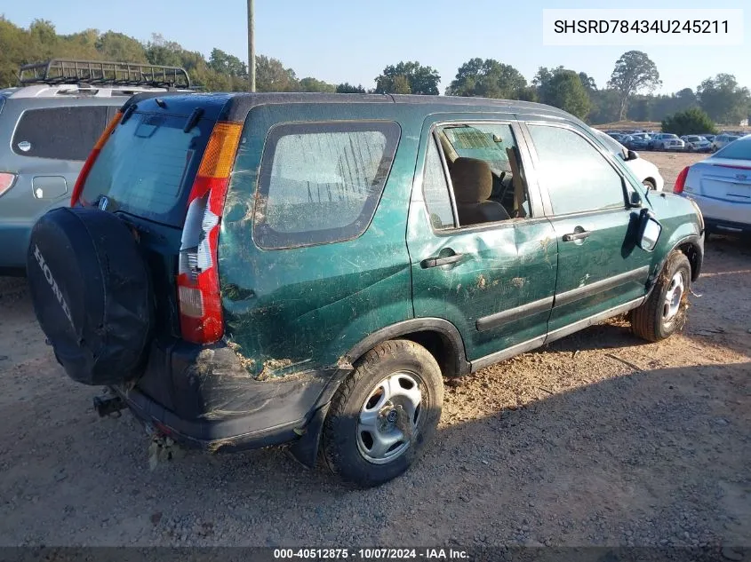 2004 Honda Cr-V Lx VIN: SHSRD78434U245211 Lot: 40512875