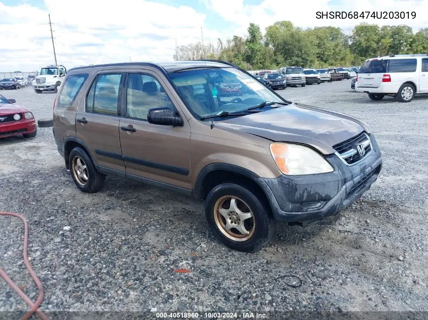 2004 Honda Cr-V Lx VIN: SHSRD68474U203019 Lot: 40518960