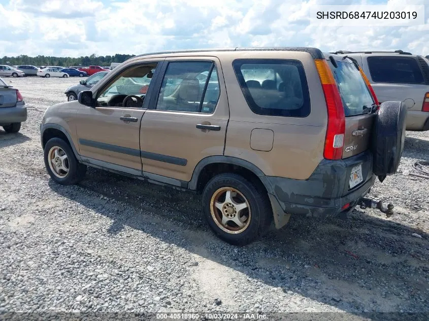 2004 Honda Cr-V Lx VIN: SHSRD68474U203019 Lot: 40518960