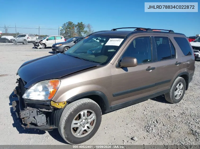 2004 Honda Cr-V Ex VIN: JHLRD78834C022872 Lot: 40522451