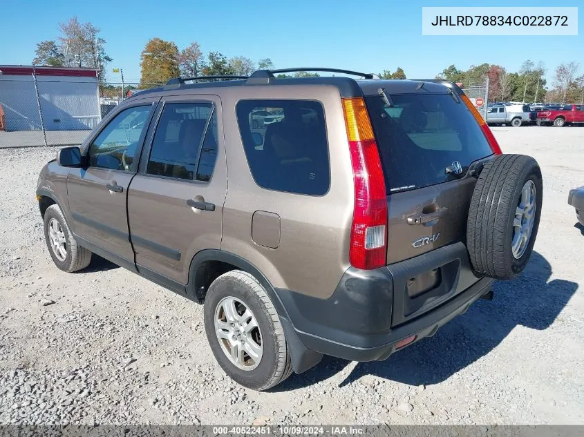 2004 Honda Cr-V Ex VIN: JHLRD78834C022872 Lot: 40522451