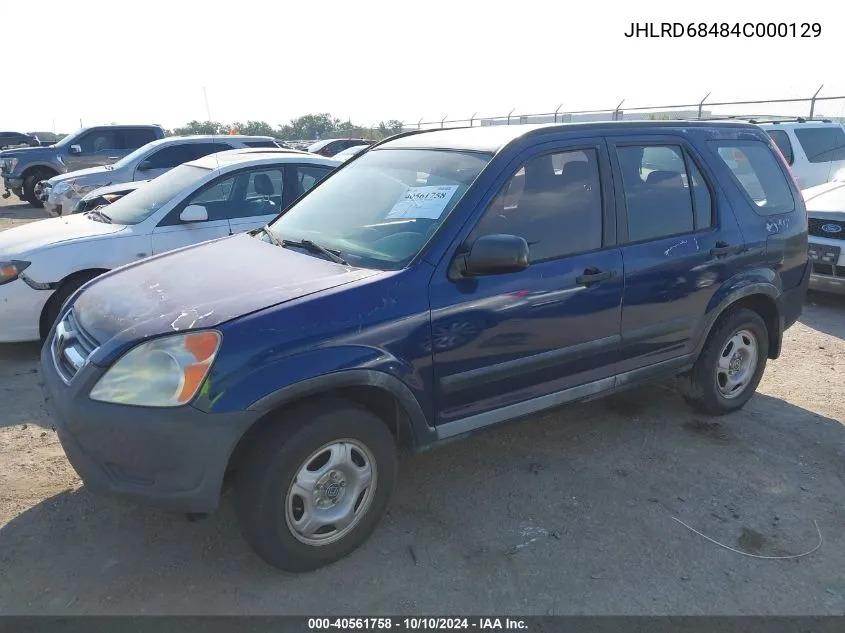 2004 Honda Cr-V Lx VIN: JHLRD68484C000129 Lot: 40561758