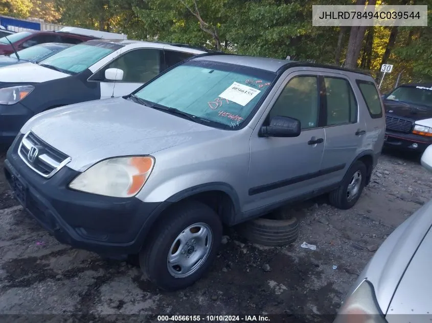 2004 Honda Cr-V Lx VIN: JHLRD78494C039544 Lot: 40566155