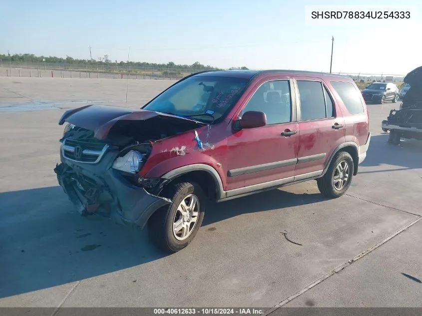 2004 Honda Cr-V Ex VIN: SHSRD78834U254333 Lot: 40612633