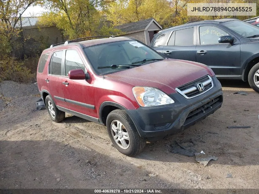 2004 Honda Cr-V Ex VIN: JHLRD78894C045525 Lot: 40639278