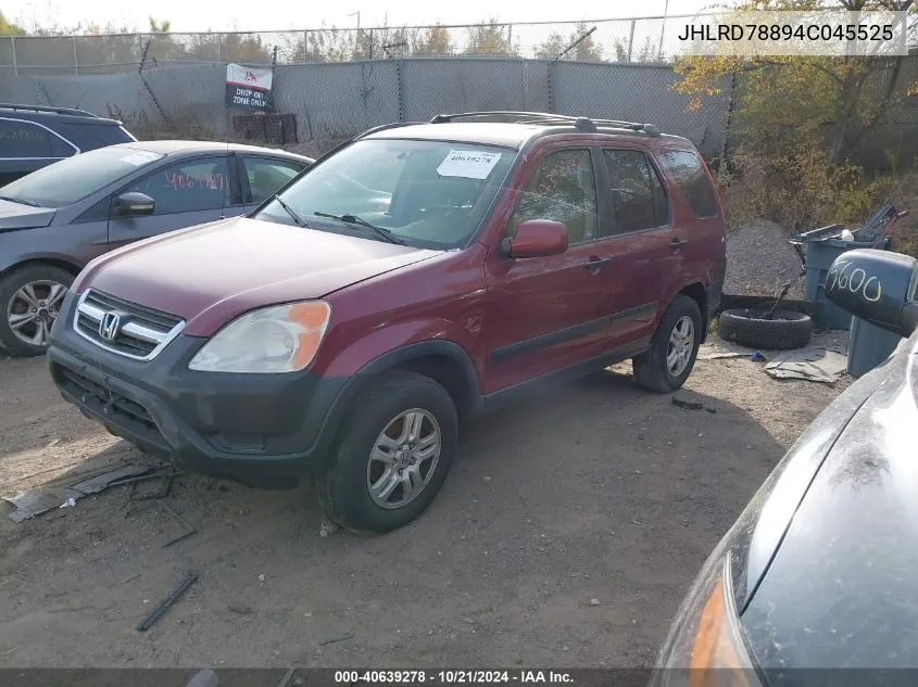 2004 Honda Cr-V Ex VIN: JHLRD78894C045525 Lot: 40639278