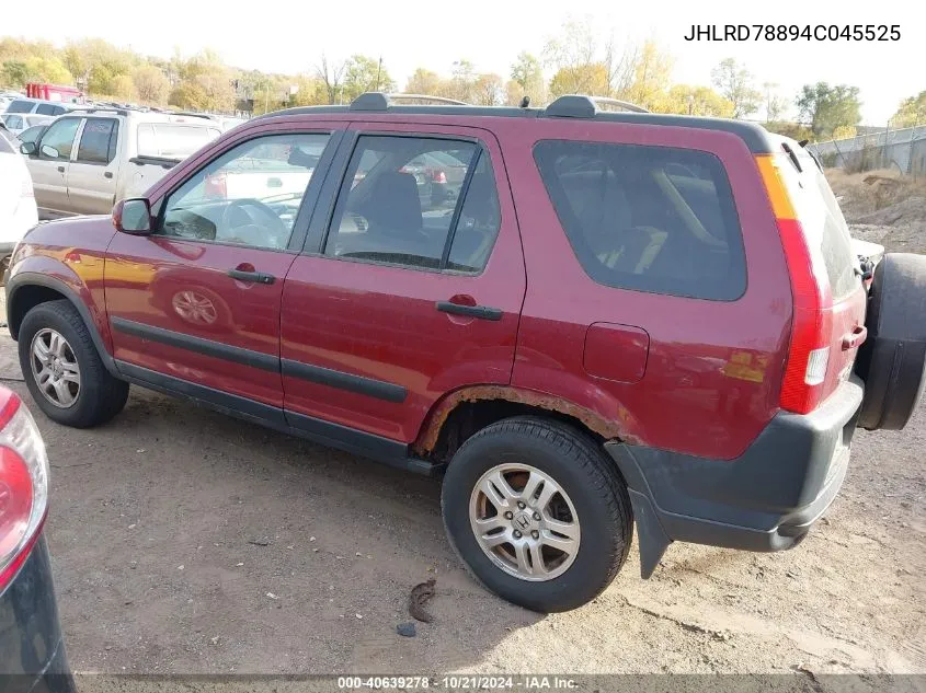 2004 Honda Cr-V Ex VIN: JHLRD78894C045525 Lot: 40639278