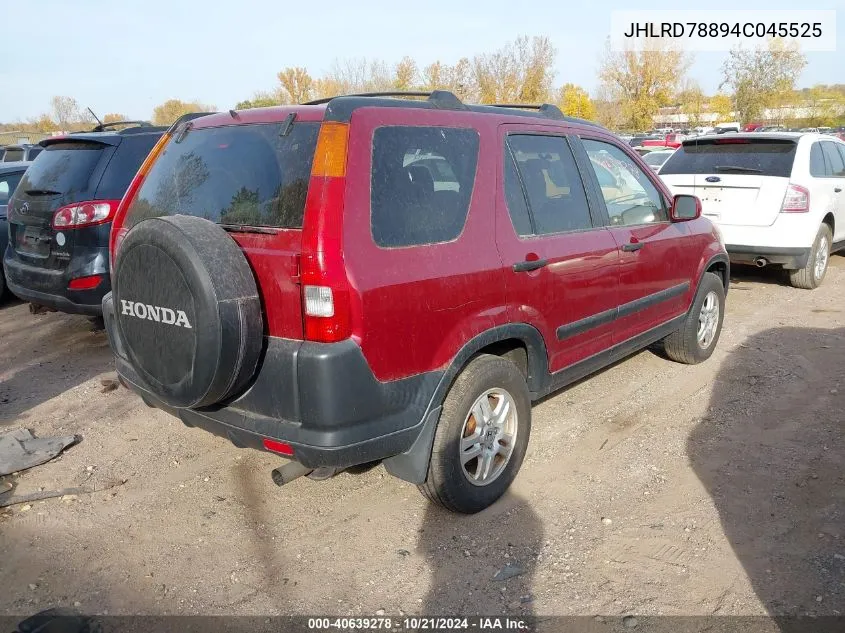 2004 Honda Cr-V Ex VIN: JHLRD78894C045525 Lot: 40639278