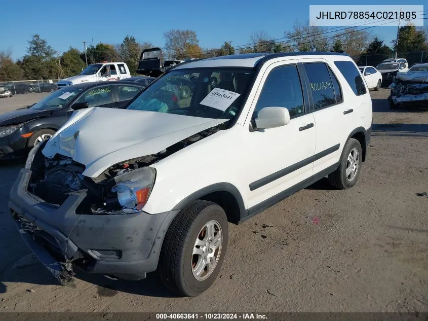 2004 Honda Cr-V Ex VIN: JHLRD78854C021805 Lot: 40663641