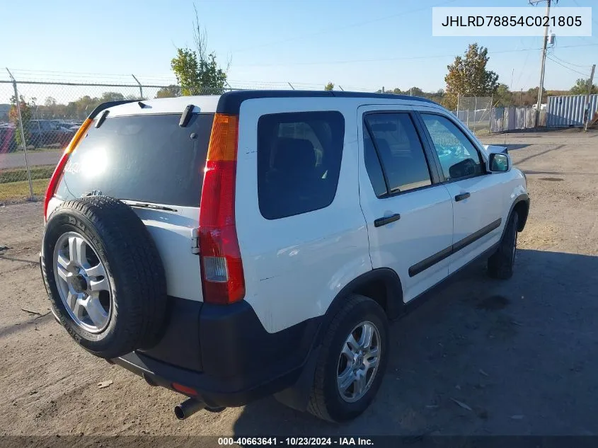 2004 Honda Cr-V Ex VIN: JHLRD78854C021805 Lot: 40663641