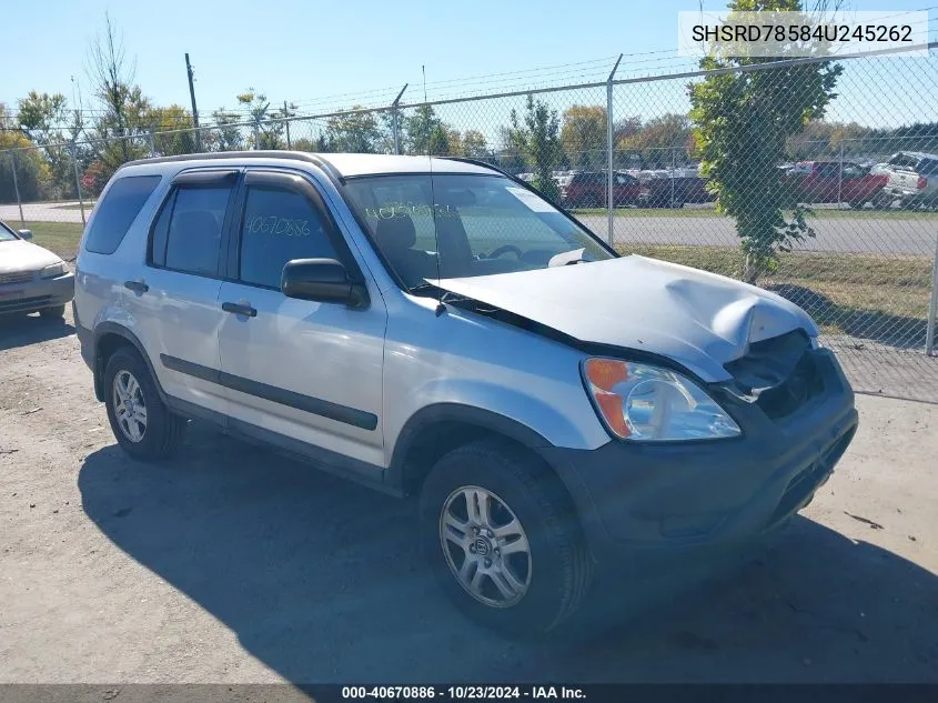 2004 Honda Cr-V Lx VIN: SHSRD78584U245262 Lot: 40670886