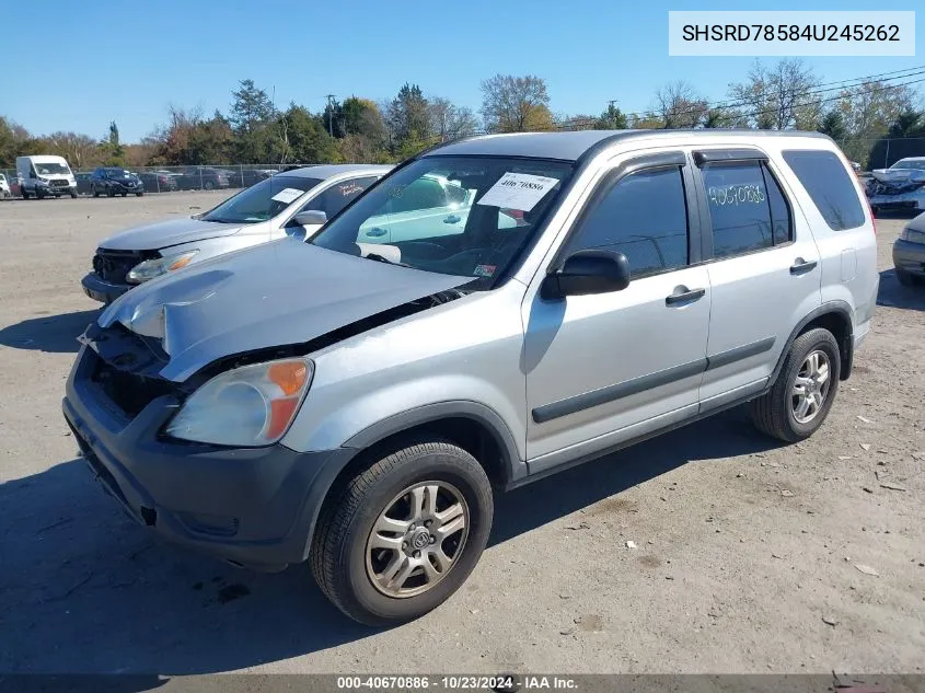 2004 Honda Cr-V Lx VIN: SHSRD78584U245262 Lot: 40670886