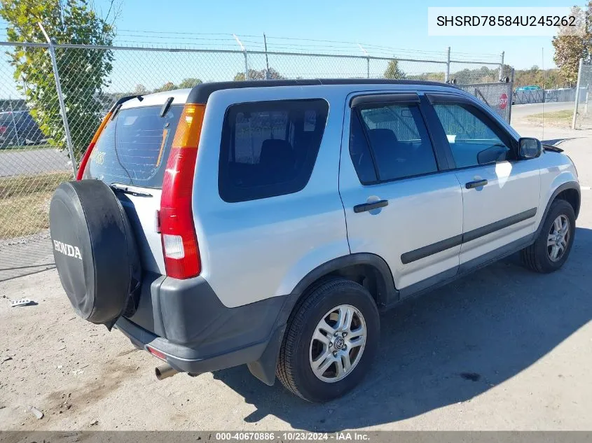 2004 Honda Cr-V Lx VIN: SHSRD78584U245262 Lot: 40670886