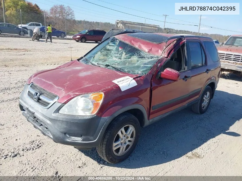 2004 Honda Cr-V Ex VIN: JHLRD78874C042395 Lot: 40686200