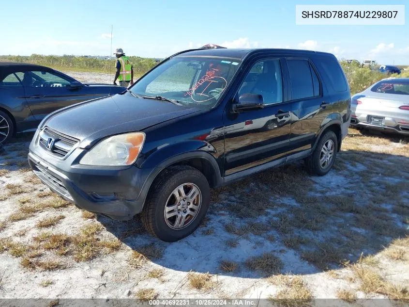 2004 Honda Cr-V Ex VIN: SHSRD78874U229807 Lot: 40692231