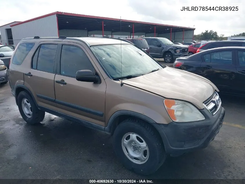 2004 Honda Cr-V Lx VIN: JHLRD78544CR38925 Lot: 40692630