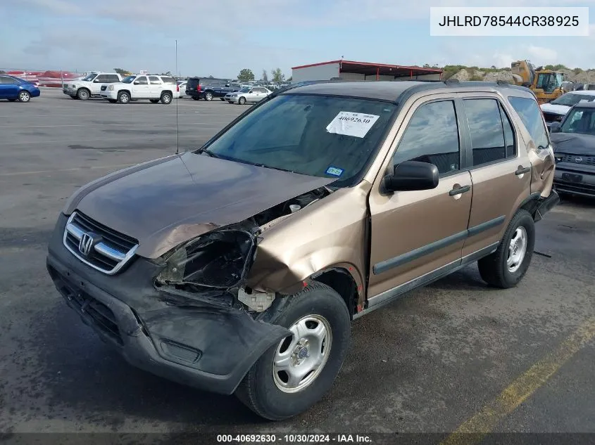 2004 Honda Cr-V Lx VIN: JHLRD78544CR38925 Lot: 40692630