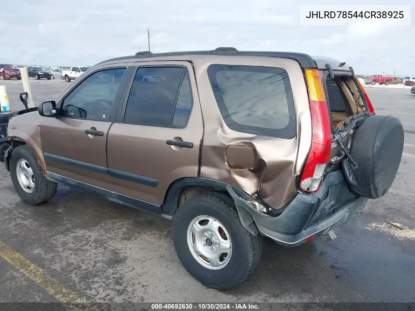 2004 Honda Cr-V Lx VIN: JHLRD78544CR38925 Lot: 40692630