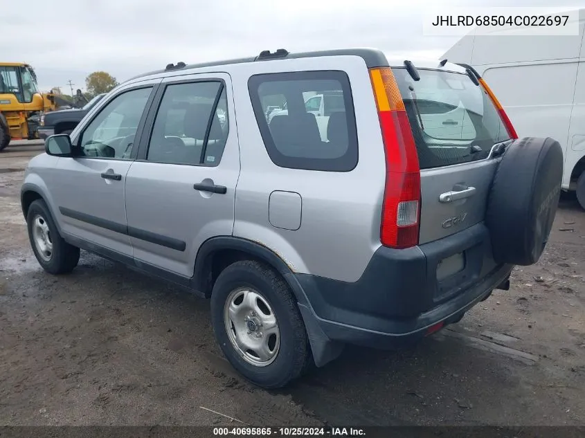 2004 Honda Cr-V Lx VIN: JHLRD68504C022697 Lot: 40695865