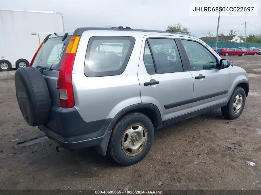 2004 Honda Cr-V Lx VIN: JHLRD68504C022697 Lot: 40695865