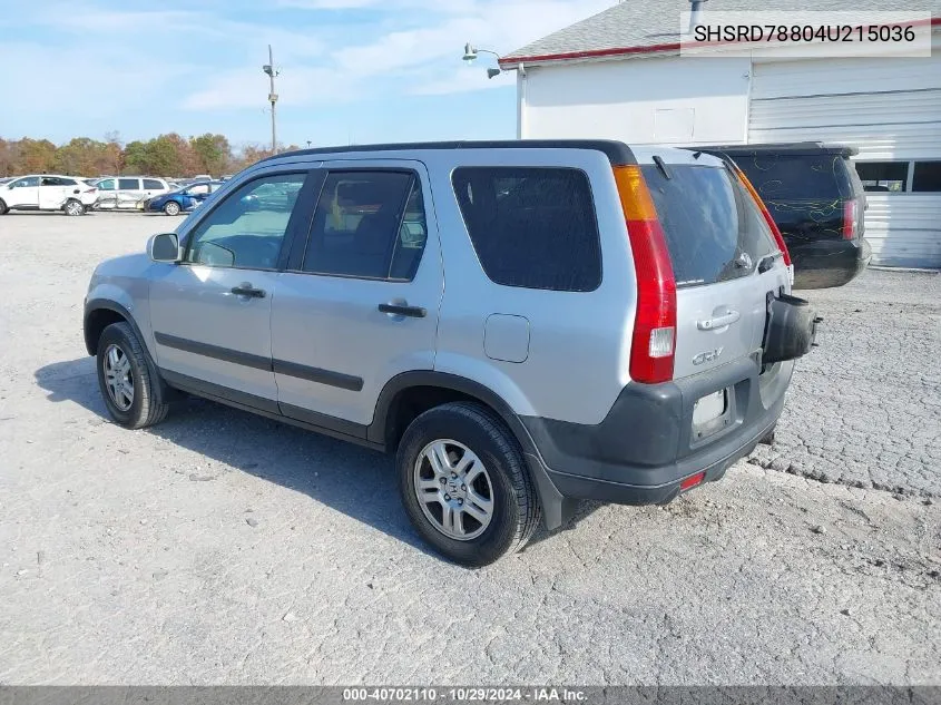 2004 Honda Cr-V Ex VIN: SHSRD78804U215036 Lot: 40702110