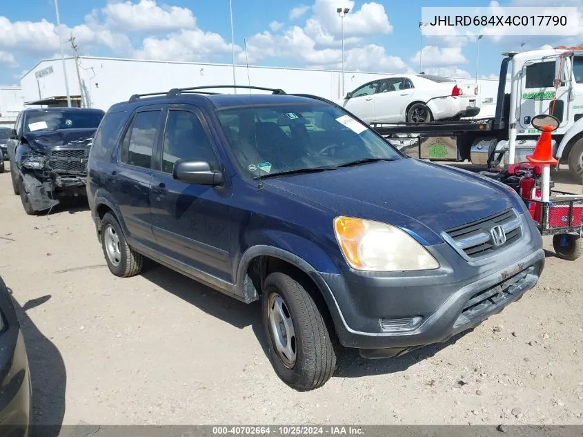 2004 Honda Cr-V Lx VIN: JHLRD684X4C017790 Lot: 40702664