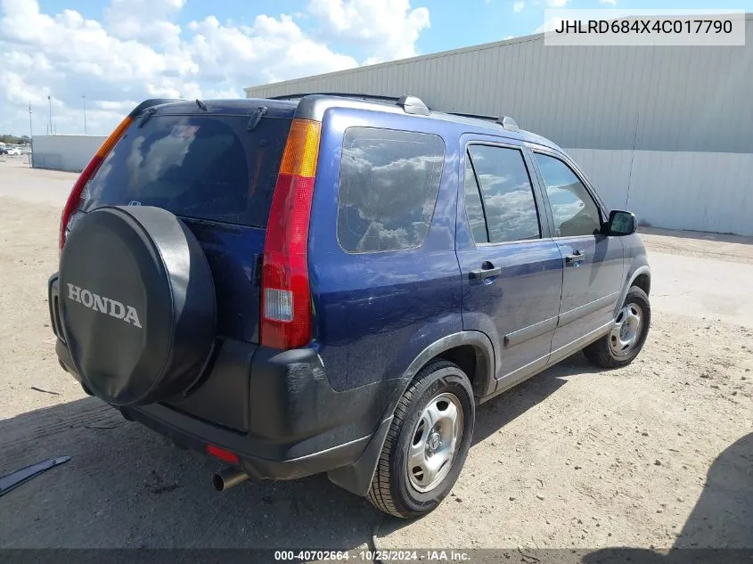 2004 Honda Cr-V Lx VIN: JHLRD684X4C017790 Lot: 40702664