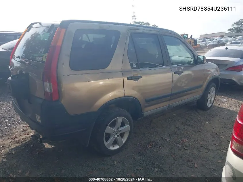 2004 Honda Cr-V Ex VIN: SHSRD78854U236111 Lot: 40708652