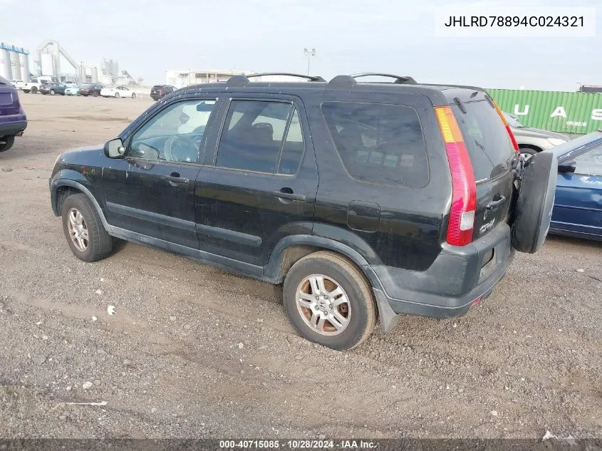 2004 Honda Cr-V Ex VIN: JHLRD78894C024321 Lot: 40715085