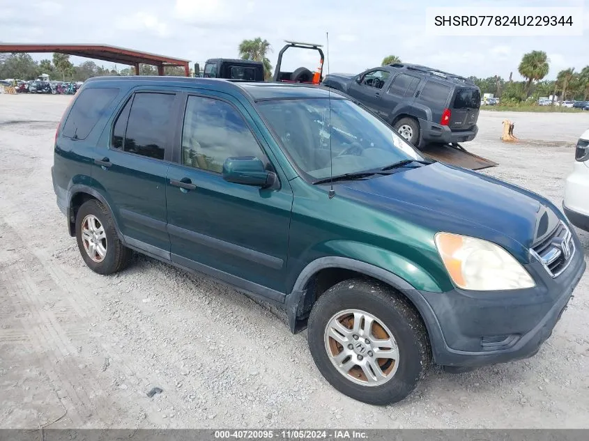 2004 Honda Cr-V Ex VIN: SHSRD77824U229344 Lot: 40720095