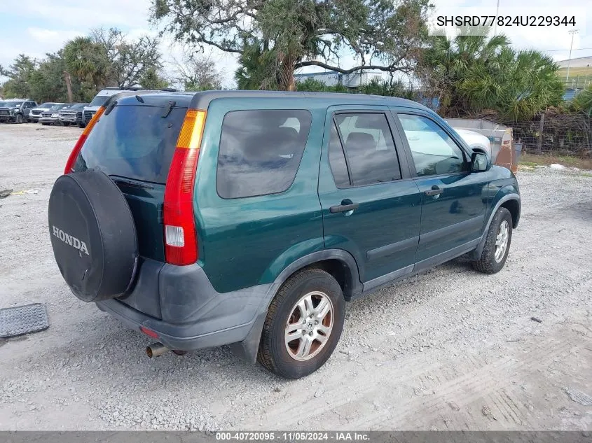 2004 Honda Cr-V Ex VIN: SHSRD77824U229344 Lot: 40720095