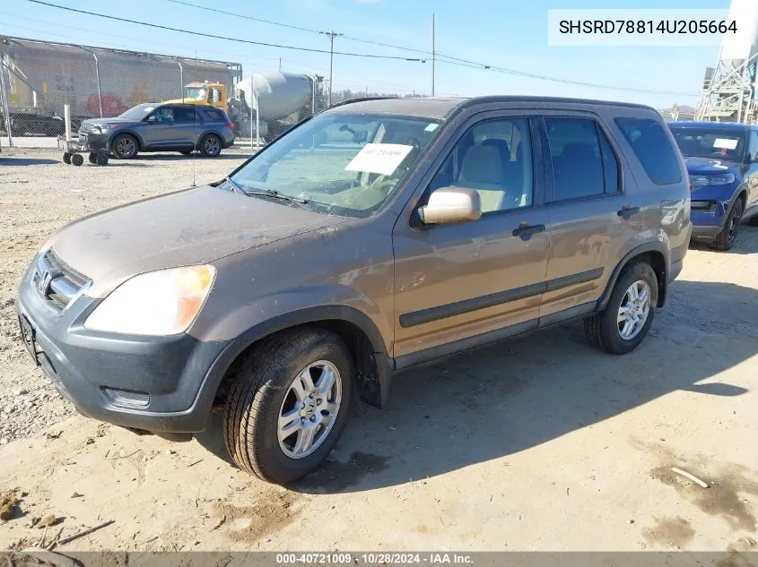 2004 Honda Cr-V Ex VIN: SHSRD78814U205664 Lot: 40721009