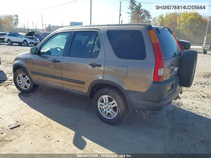 2004 Honda Cr-V Ex VIN: SHSRD78814U205664 Lot: 40721009