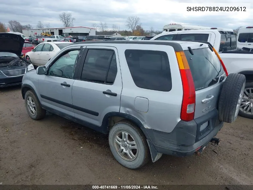 2004 Honda Cr-V Ex VIN: SHSRD78824U209612 Lot: 40741669