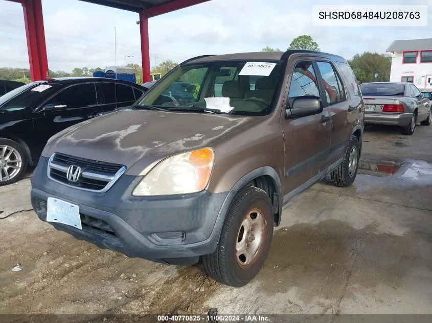 2004 Honda Cr-V Lx VIN: SHSRD68484U208763 Lot: 40770825