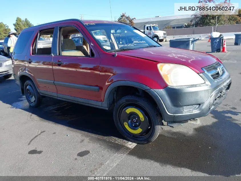 2004 Honda Cr-V Ex VIN: JHLRD78854C060247 Lot: 40781975