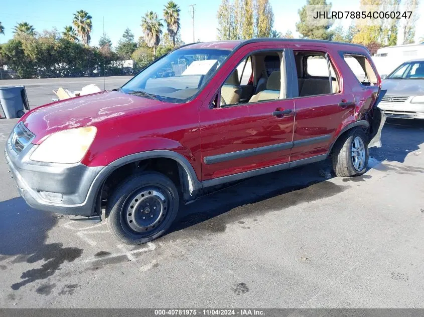 2004 Honda Cr-V Ex VIN: JHLRD78854C060247 Lot: 40781975