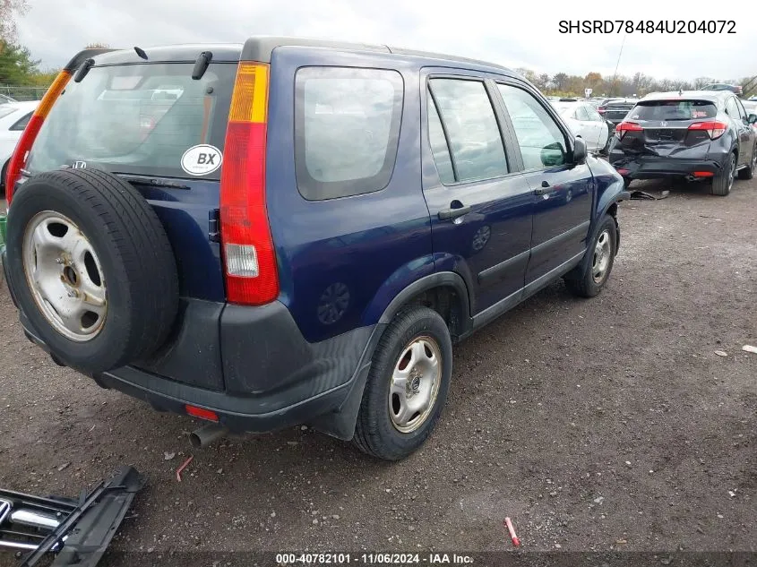 2004 Honda Cr-V Lx VIN: SHSRD78484U204072 Lot: 40782101