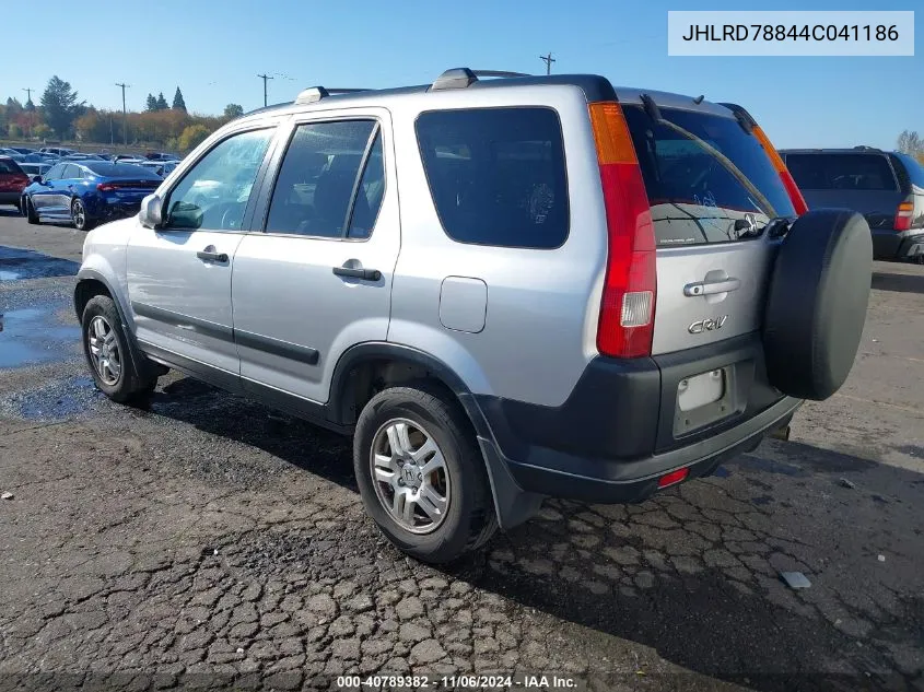 2004 Honda Cr-V Ex VIN: JHLRD78844C041186 Lot: 40789382