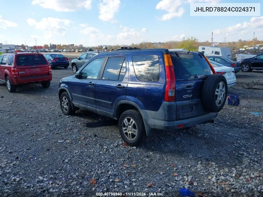 2004 Honda Cr-V Ex VIN: JHLRD78824C024371 Lot: 40798940