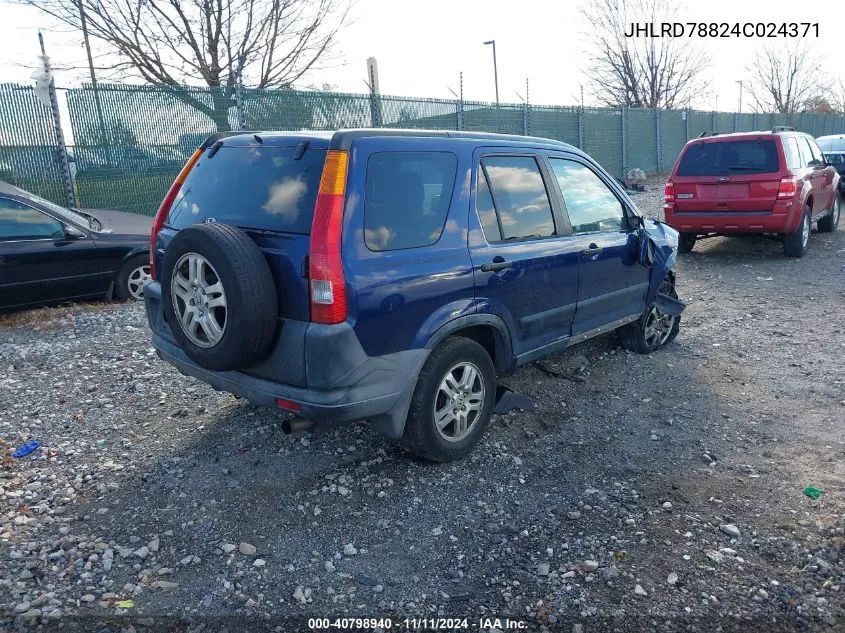 2004 Honda Cr-V Ex VIN: JHLRD78824C024371 Lot: 40798940