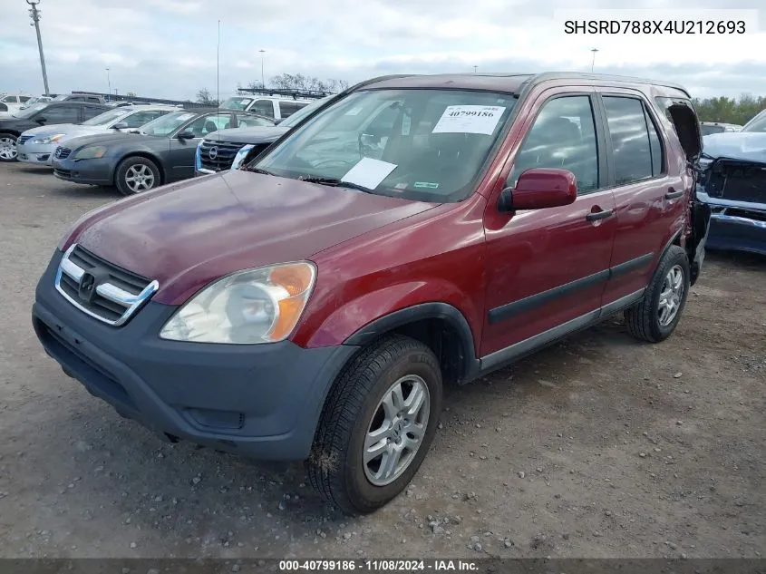 2004 Honda Cr-V Ex VIN: SHSRD788X4U212693 Lot: 40799186