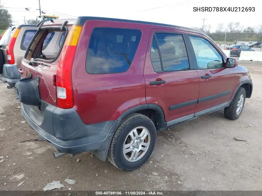 2004 Honda Cr-V Ex VIN: SHSRD788X4U212693 Lot: 40799186